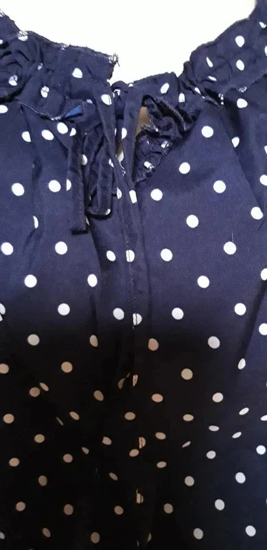 navy blue polka dot tunic blouse 3/4 sleeves size 38 – photo 3
